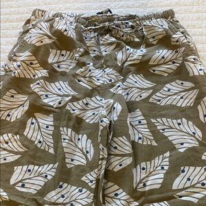 Free Assembly Leaf Print Pants in Olive and White